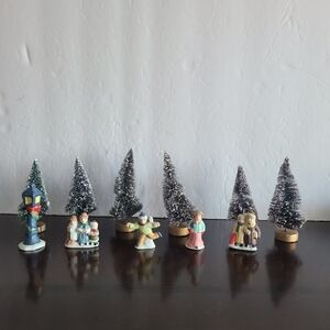 Lovely Christmas Village mini figures and trees